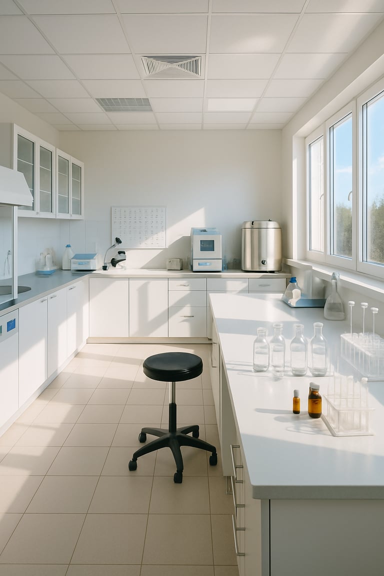 photographic A clean and empty and calm pharmaceutical lab Sunny and with clear colors-1